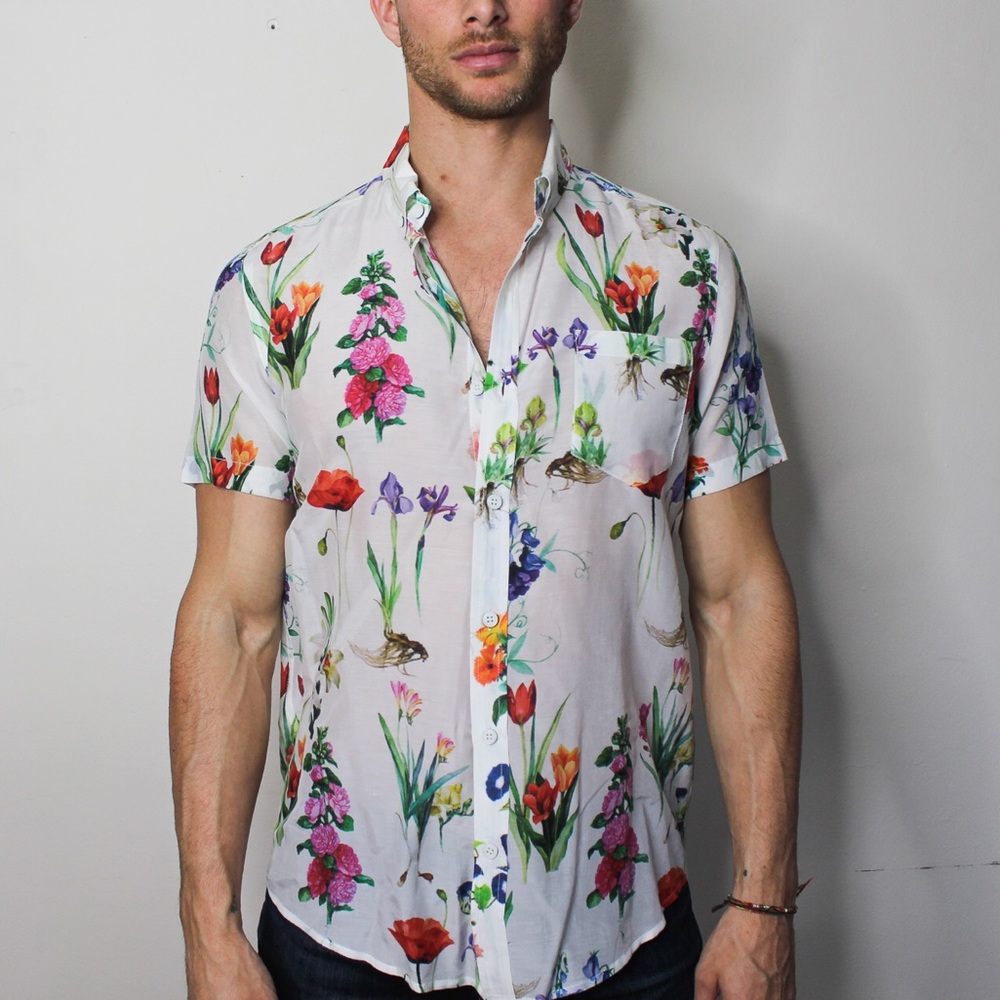 Floral Short Sleeve Button Up